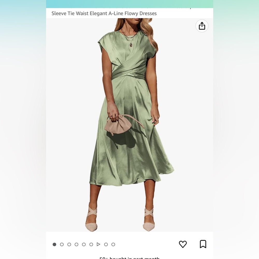 NWT Silky Sage Green Cross Front Dress - Picture 1 of 4